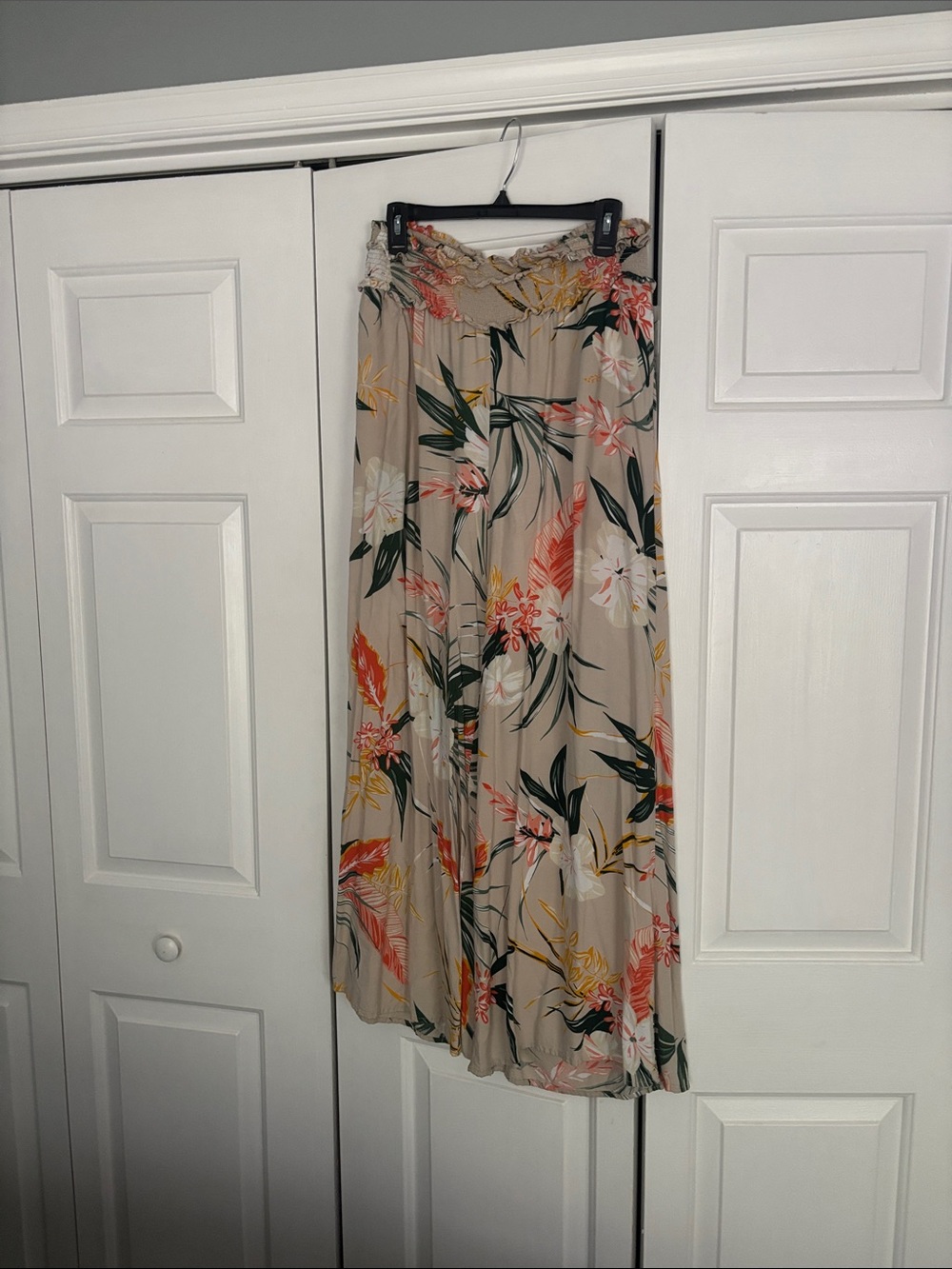 Patrons of Peace Beige Floral Wide Leg Jumpsuit Pants